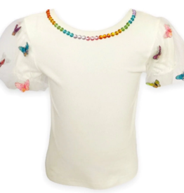 Lola and the Boys 3-D Rainbow Butterflies Puff T-shirt