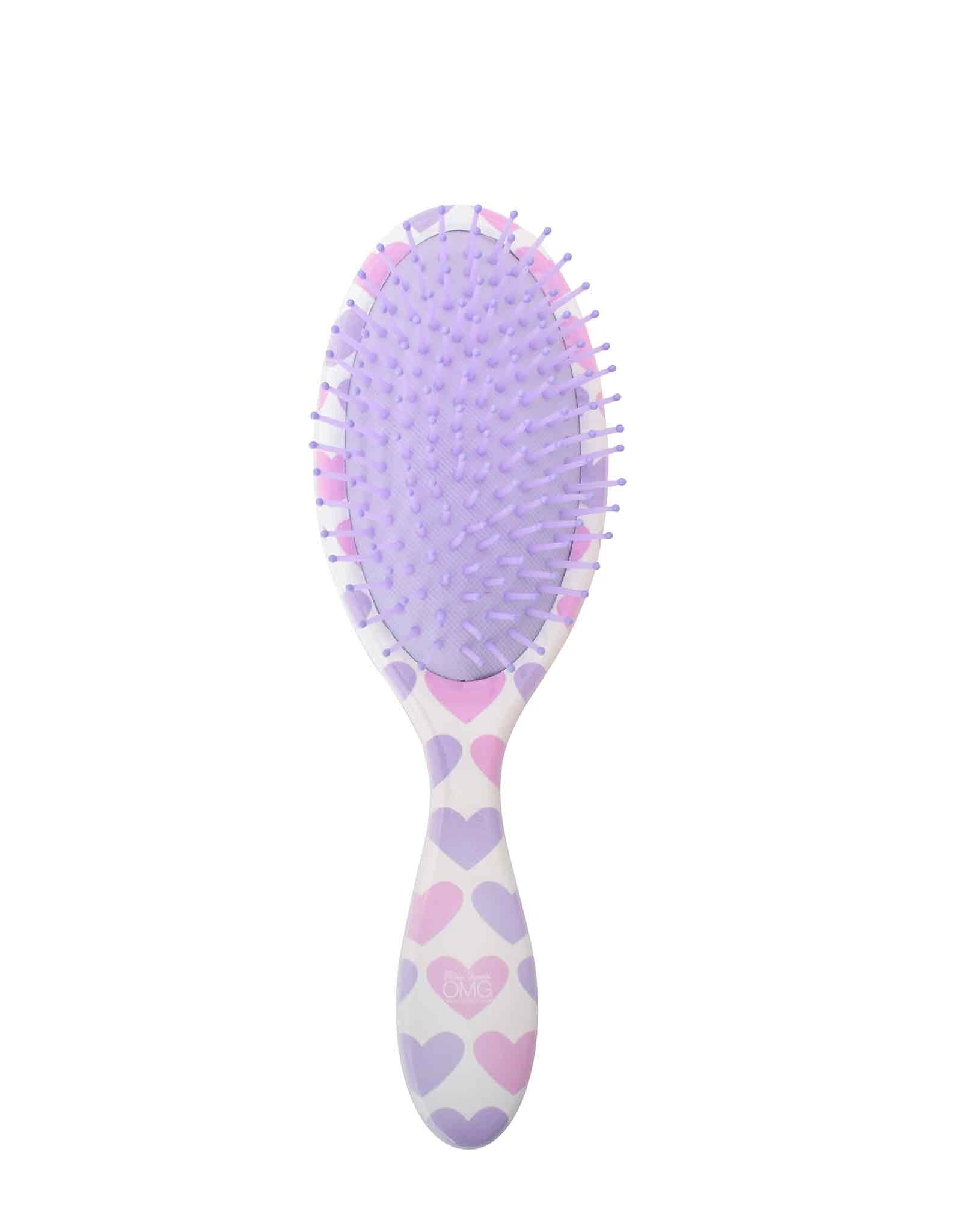 OMG Accessories Pink & Purple GLAM Hearts Hair Brush