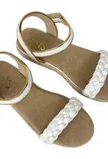 Yosi Samra Miss April Wedge Sandal in White & Gold