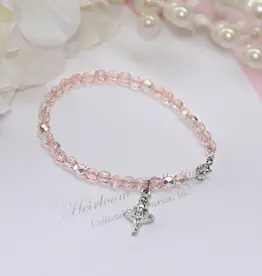 Collectables Dance Ballerina Pink Crystal Bracelet 6"