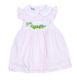 Magnolia Baby Pink Alligators Classics Smocked Flutters Dress