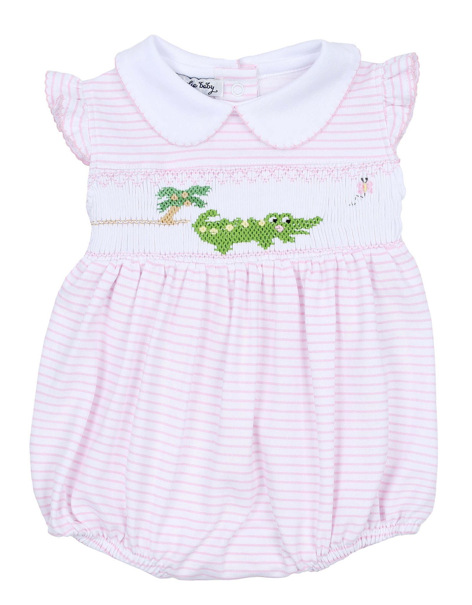 Magnolia Baby Pink Alligator Classics Smocked Flutters Bubble