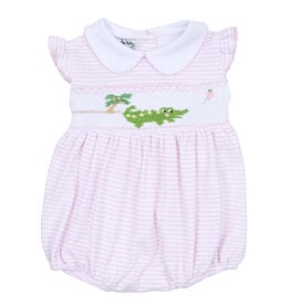 Magnolia Baby Pink Alligator Classics Smocked Flutters Bubble