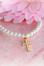 Collectables Classic Gold Cross Pearl 6" Bracelet