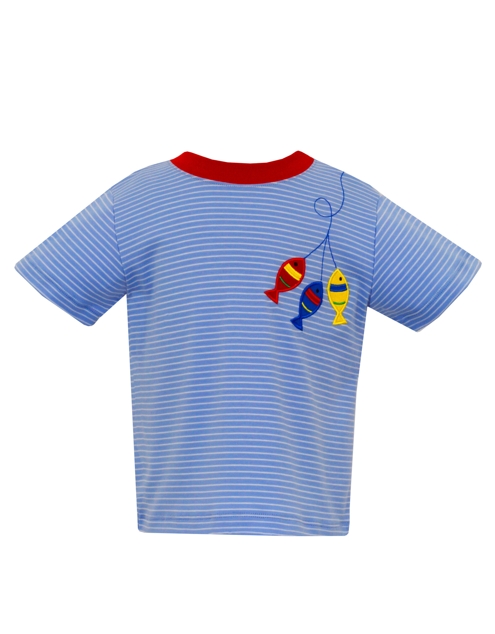 Claire and Charlie Periwinkle Blue Stripe Knit Fish T-Shirt