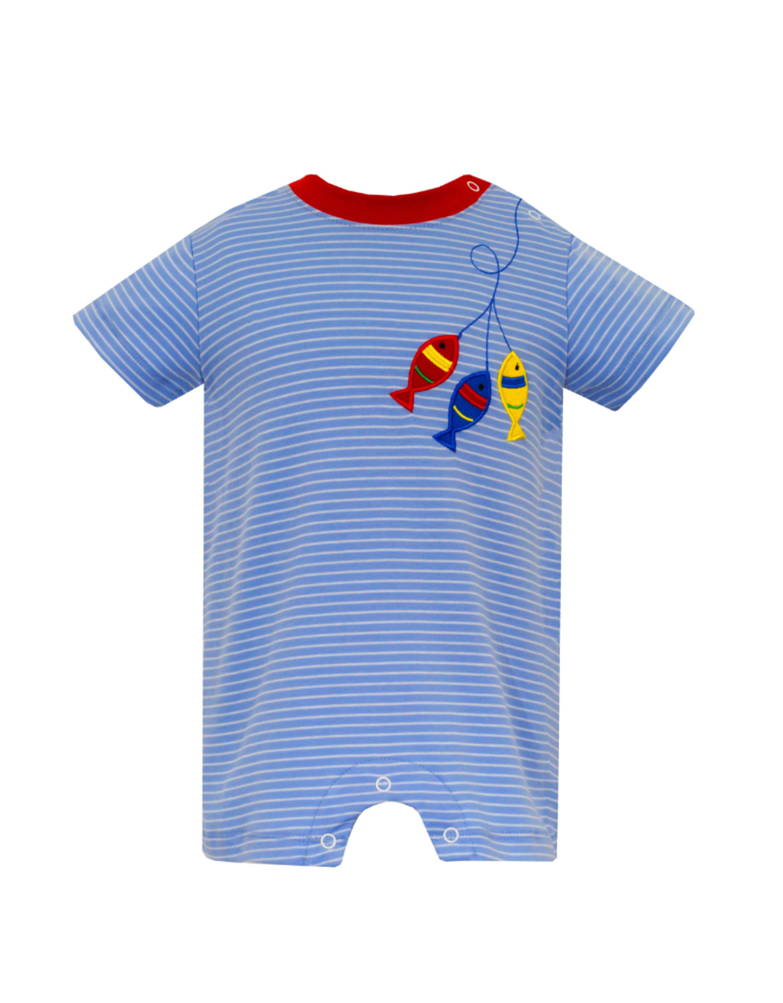 Claire and Charlie Periwinkle Blue Stripe Knit Fish Romper