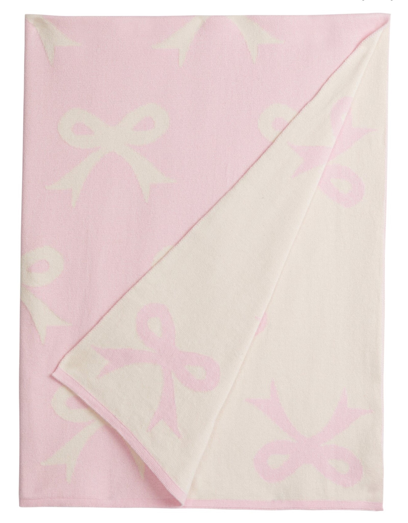 Little English Reversible Knitted Blanket - Pink Bows