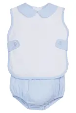 Little English Button Tab Diaper Set - Light Blue & Mini Gingham