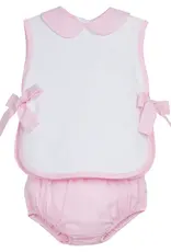 Little English Bow Tab Diaper Set - Light Pink & Mini Gingham