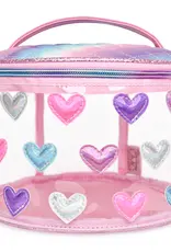 OMG Accessories Bubblegum Heart Clear Rainbow Round Pouch