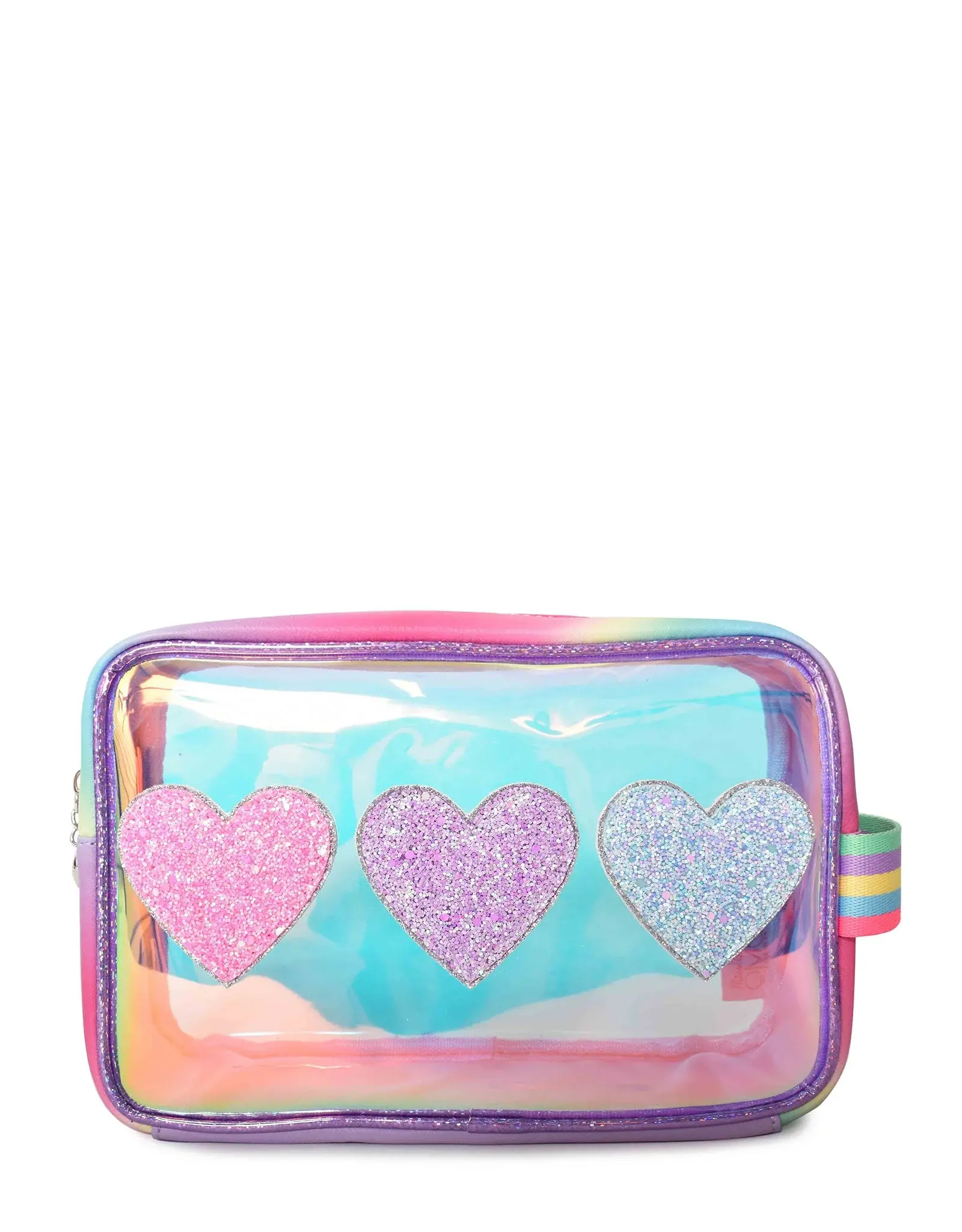 OMG Accessories Orchid Hearts Rainbow Clear Pouch