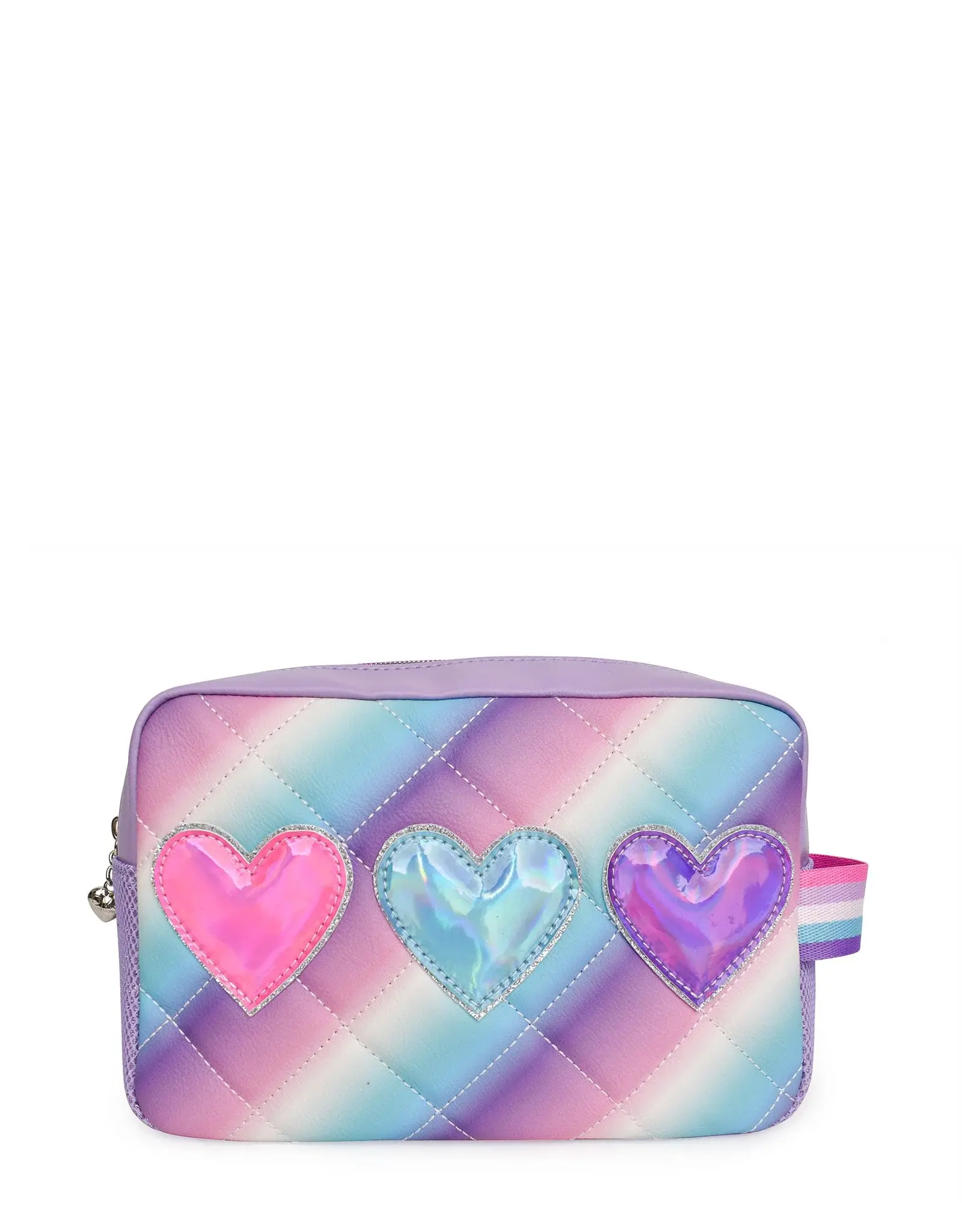 OMG Accessories Orchid Hearts Quilted Ombre Pouch