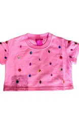 Queen of Sparkles Kids Pink Scattered Rhinestone Top