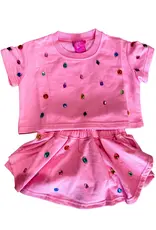 Queen of Sparkles Kids Pink Scattered Rhinestone Top