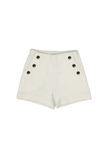 Mayoral White Glitter Shorts w/ Gold Buttons