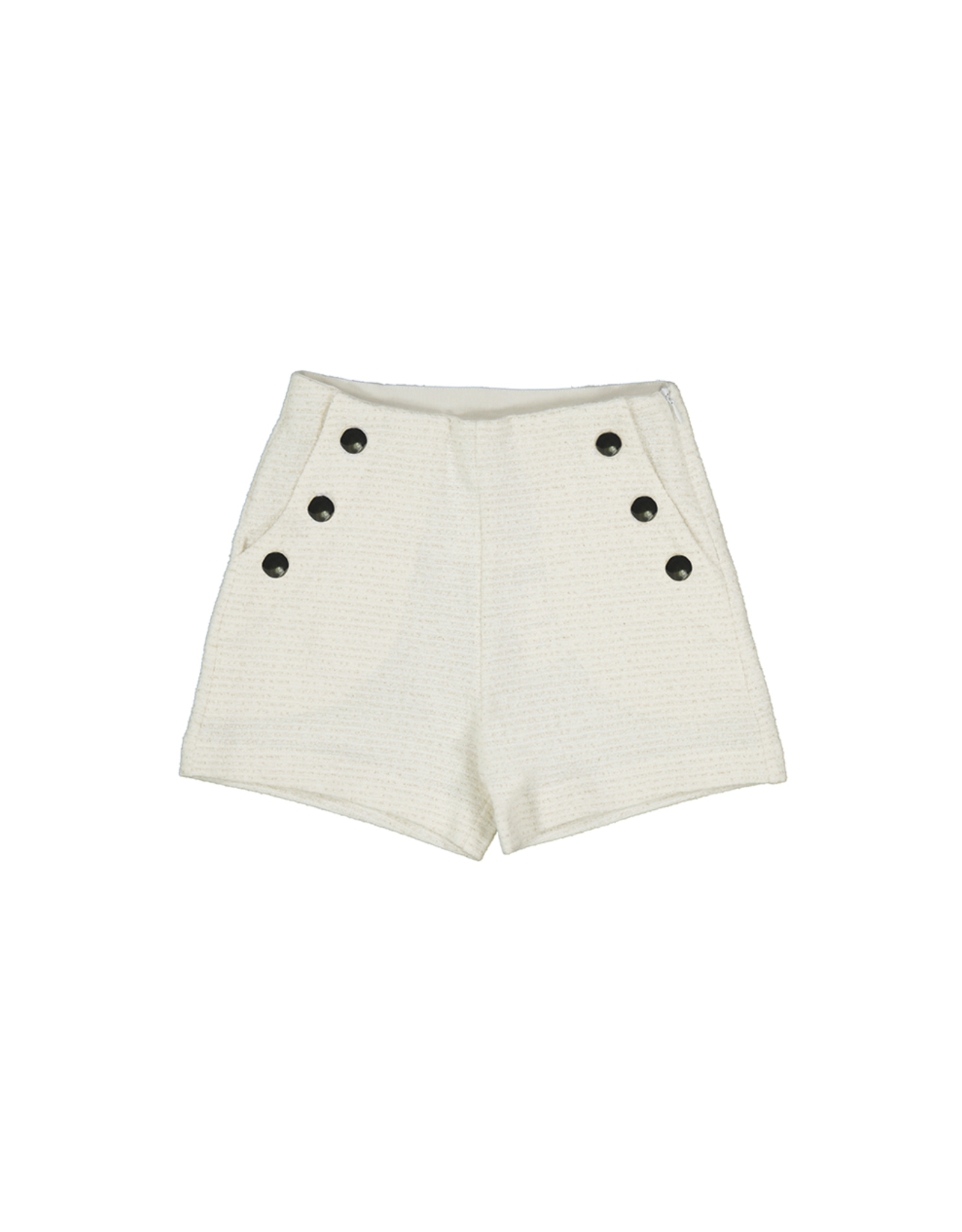 Mayoral White Glitter Shorts w/ Gold Buttons