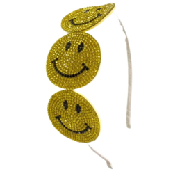 Bari Lynn Crystallized 3 Smiley Emoji Headband