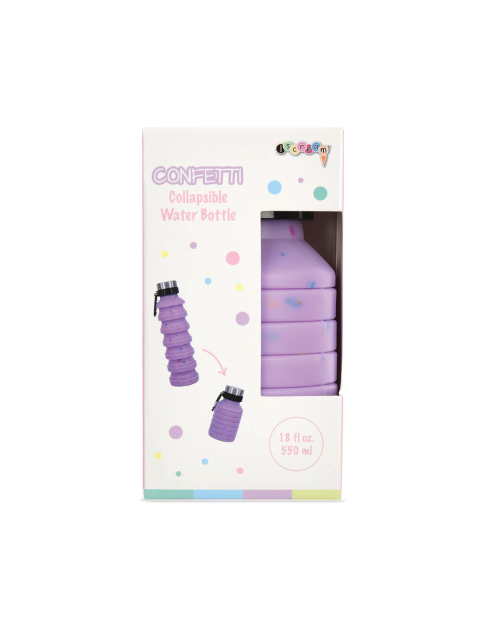 Iscream Silicone Collapsible Confetti  Water Bottle