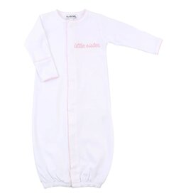 Magnolia Baby White Little Sister Pink Embroidered Converter Gown