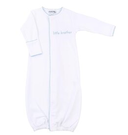 Magnolia Baby White Little Brother Blue Embroidered Converter Gown