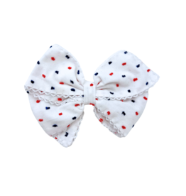 Krewe Kids Red and Blue Swiss Dot Bow