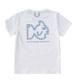Prodoh Pro Performance Dry Fit Shirt, Fish Logo Bright White