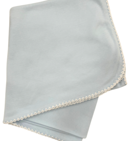 Auraluz Blue Knit Blanket With White Stitching