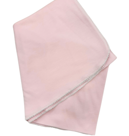 Auraluz Pink Knit Blanket With White Stitching