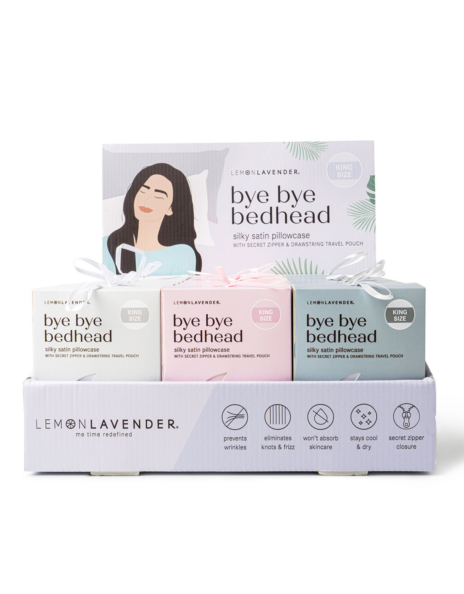 Lemon Lavender Bye Bye Bedhead Silky Satin Pillowcase King Size