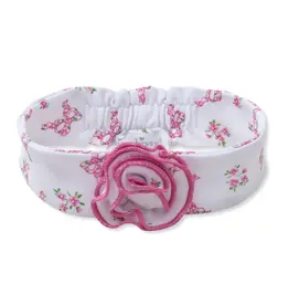Kissy Kissy White Headband w/ Pink Flower & Ribbon Design