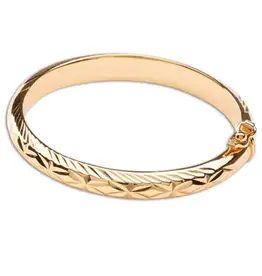 Cherished Moments 14k Gold Plated Etched Bangle