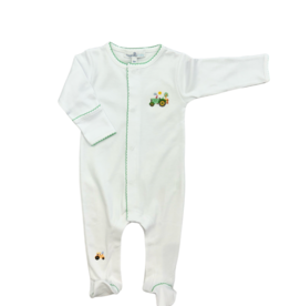 Magnolia Baby Tractor Time Embroidered Footie - Green