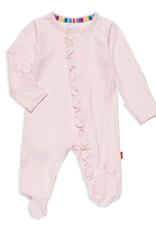 Magnetic Me Pin Dot Pink Ruffle Placket Footie