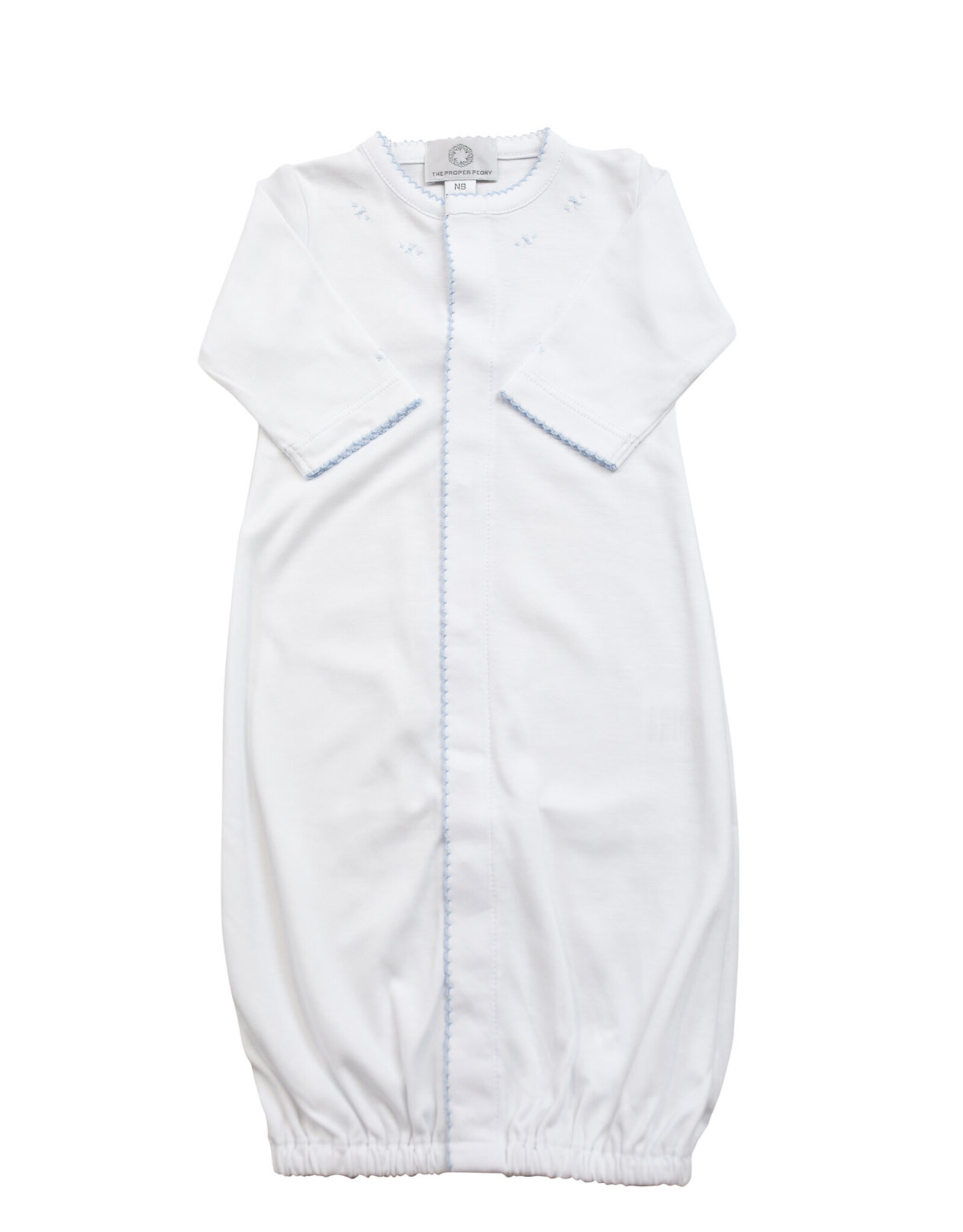 The Proper Peony White Pima Converter Gown White with Blue