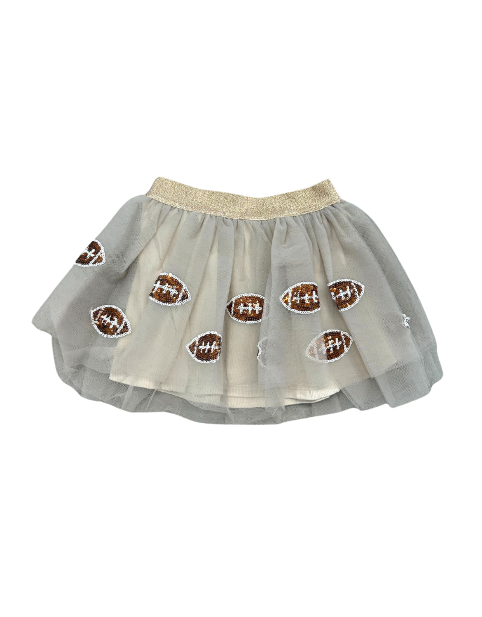 Football Sequin Tutu Skirt in Oatmeal - Mini Macarons Boutique