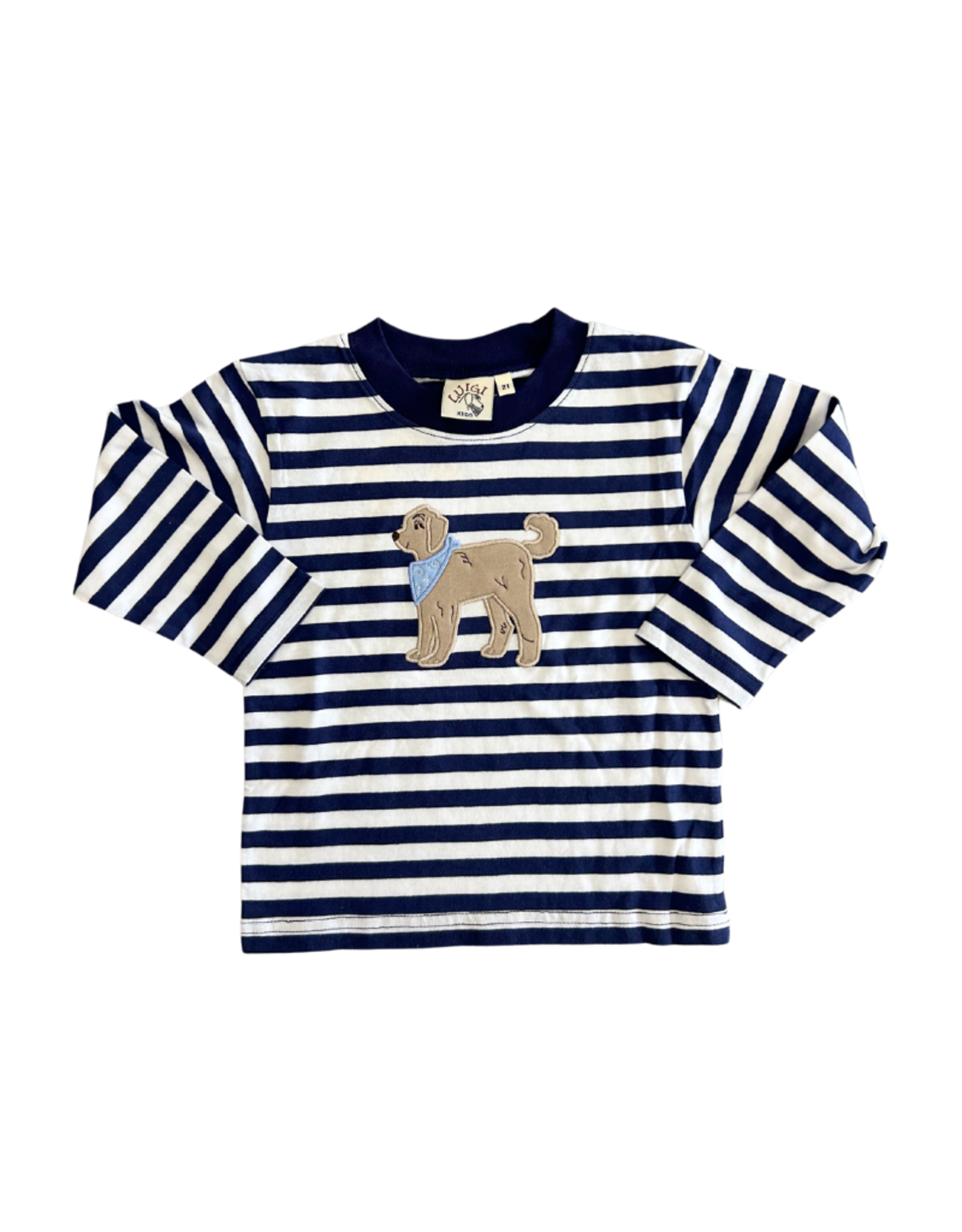 Luigi Dark Royal/White Stripe Long Sleeve Top w/ Dog
