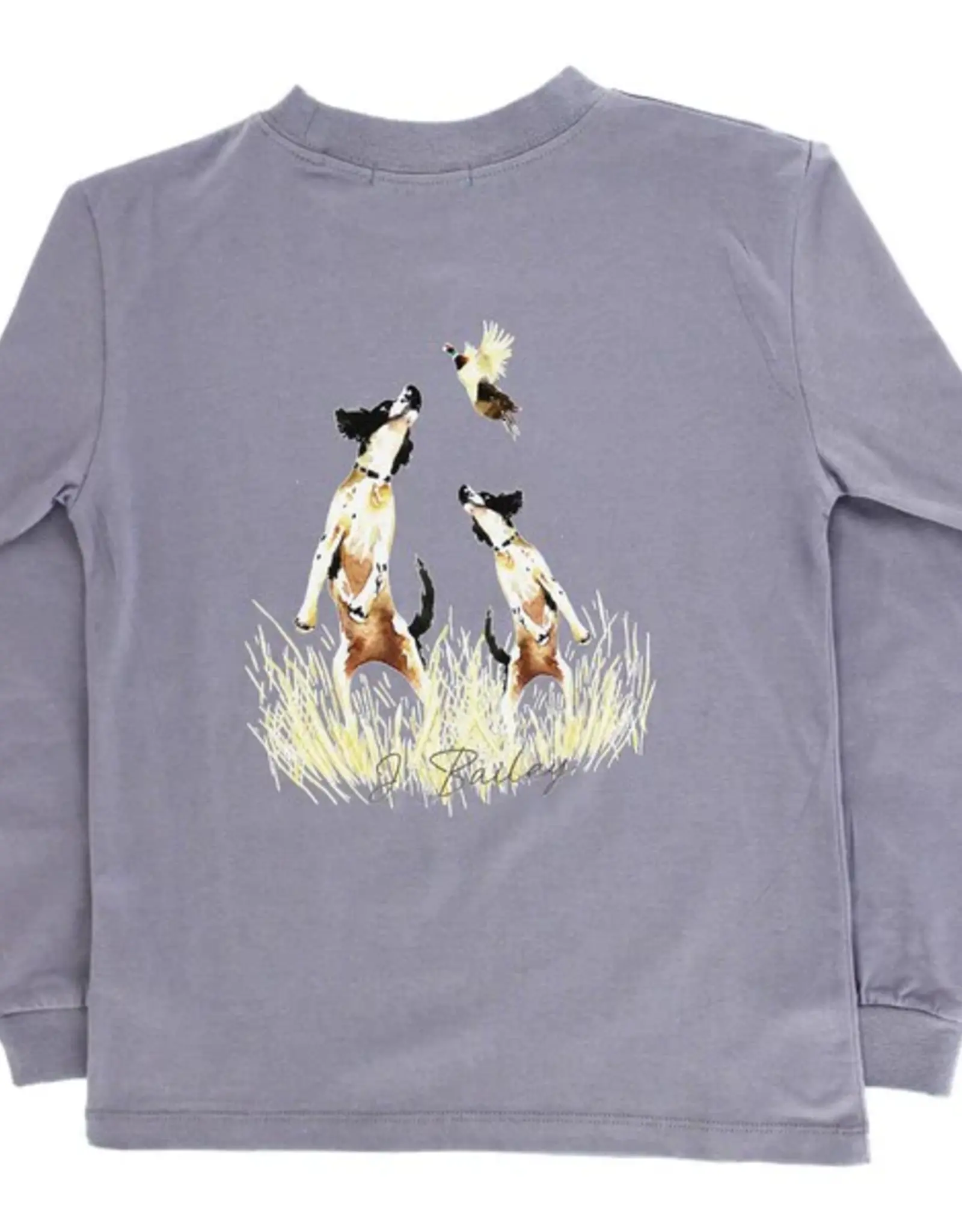 The Bailey Boys Long Sleeve Logo Tee, Jumping Dog/Smoke