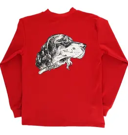 The Bailey Boys Long Sleeve Performance Logo Tee, Spaniel Dog/Red
