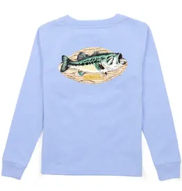 Properly Tied Boys Bass Mount Long Sleeve Tee, Light Blue