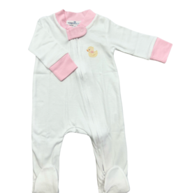 Magnolia Baby Pink Precious Ducklings Embroidered Zipper Footie