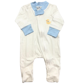 Magnolia Baby Light Blue Precious Ducklings Embroidered Zipper Footie