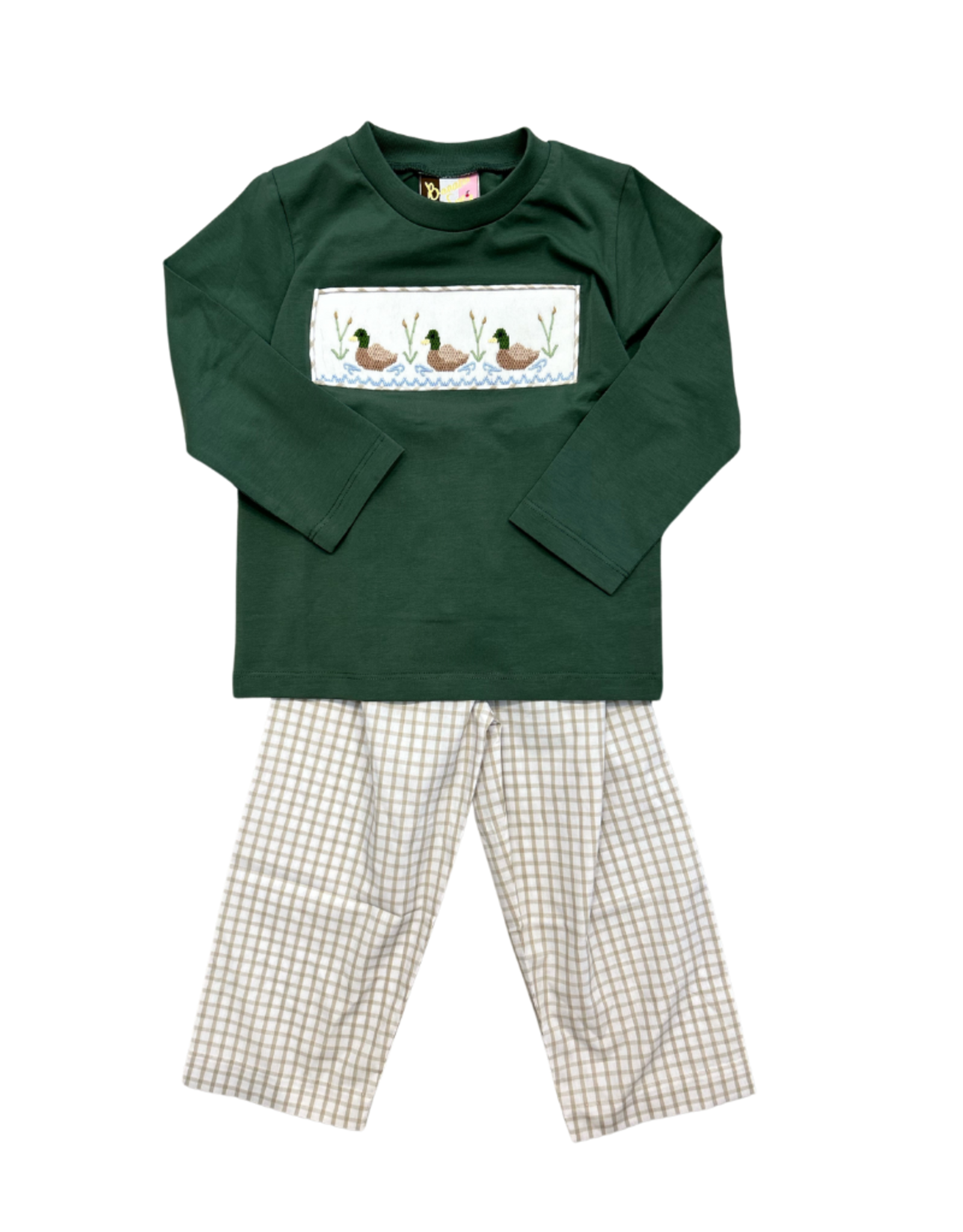 Banana Split Green Mallard Duck Smocked Pant Set