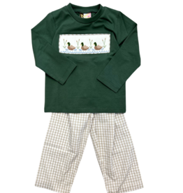 Banana Split Green Mallard Duck Smocked Pant Set