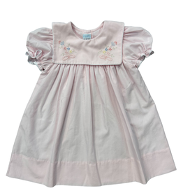 Auraluz Pink Square Collar Dress w/ Flower Bouquet