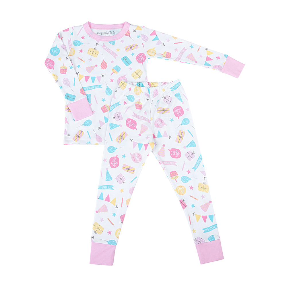 Magnolia Baby Little Girls Happy Birthday Short Pajamas - Pink main image 1