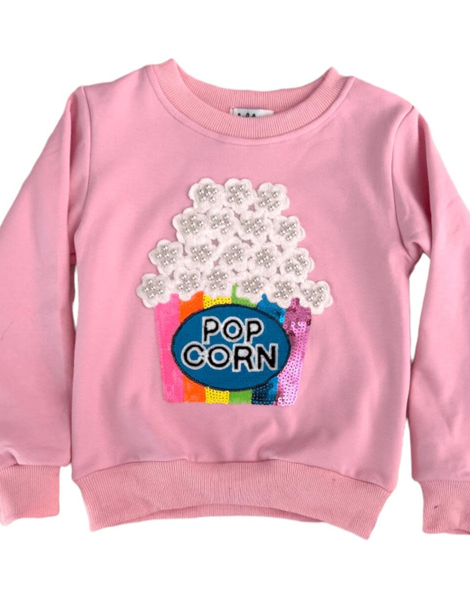 Lola and the Boys Pink Pearls and Popcorn Sweatshirt