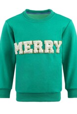 Lola and the Boys Green Merry Pearl Sweatshirt