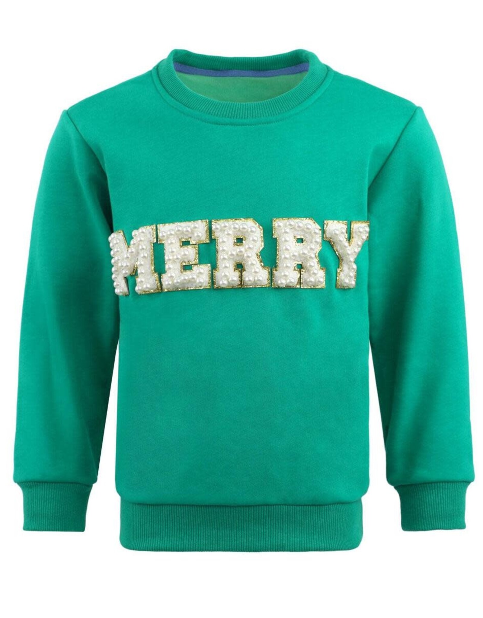 Lola and the Boys Green Merry Pearl Sweatshirt