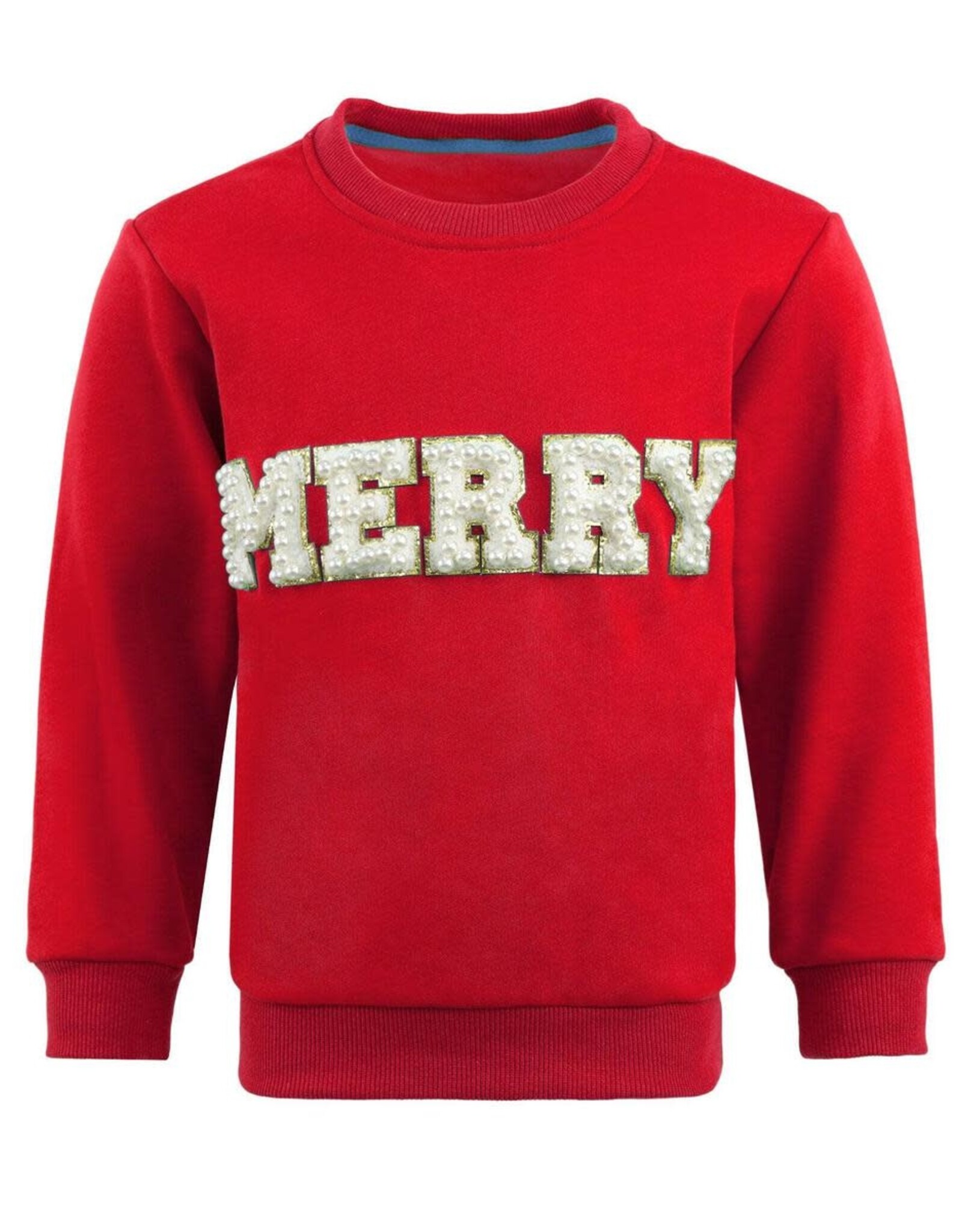 Lola and the Boys Red Merry Pearl Sweatshirt