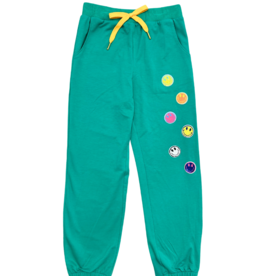 Hannah Banana Green Joggers w/ Sequin Happy Applique - 12